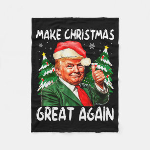 Make Christmas Great Again Funny Santa Trump 2025 Fleece Blanket
