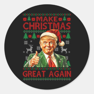 Make Christmas Great Again Funny Trump Santa Hat X Classic Round Sticker