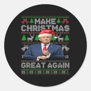 Make Christmas Great Again Funny Trump Santa Hat X Classic Round Sticker