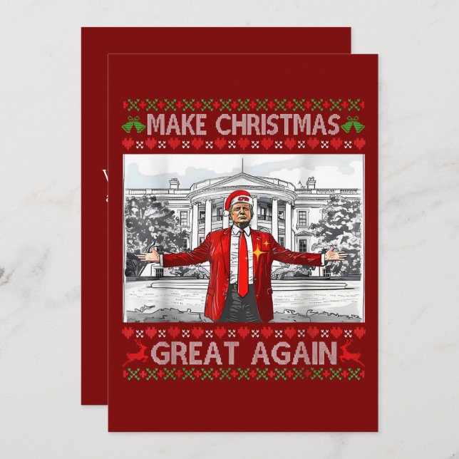 Make Christmas Great Again Funny Trump Ugly Holiday Card (Front/Back)