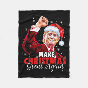 Make Christmas Great Again Santa Funny Trump Xmas Fleece Blanket