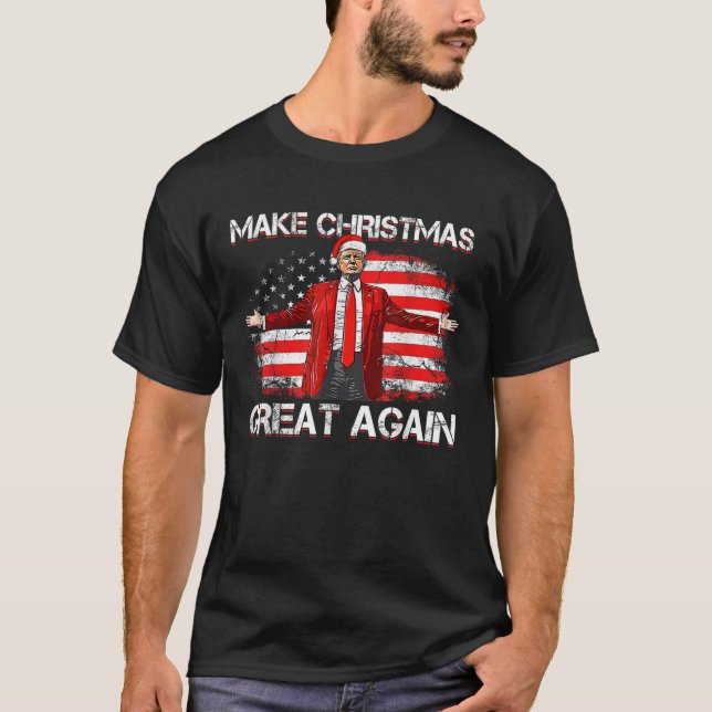 Make Christmas Great Again Santa Funny Trump Xmas  T-Shirt (Front)