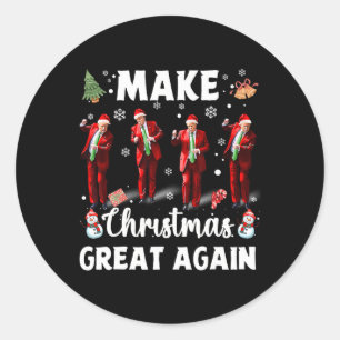Make Christmas Great Again Santa Trump Dance Classic Round Sticker