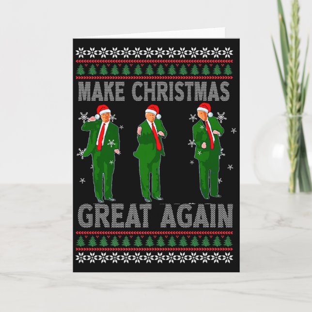 Make Christmas Great Again Santa Trump Dance Ugly  Card (Front)