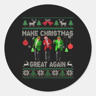 Make Christmas Great Again Santa Trump Dance Ugly Classic Round Sticker