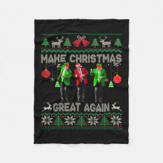 Make Christmas Great Again Santa Trump Dance Ugly  Fleece Blanket