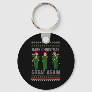 Make Christmas Great Again Santa Trump Dance Ugly Keychain