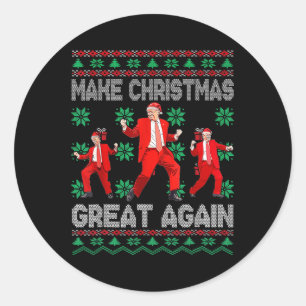 Make Christmas Great Again Santa Trump Dance Xmas  Classic Round Sticker