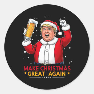 Make Christmas Great Again Trump American Flag Tru Classic Round Sticker