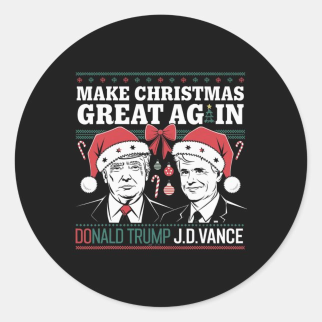 Make Christmas Great Again Trump  Classic Round Sticker (Front)