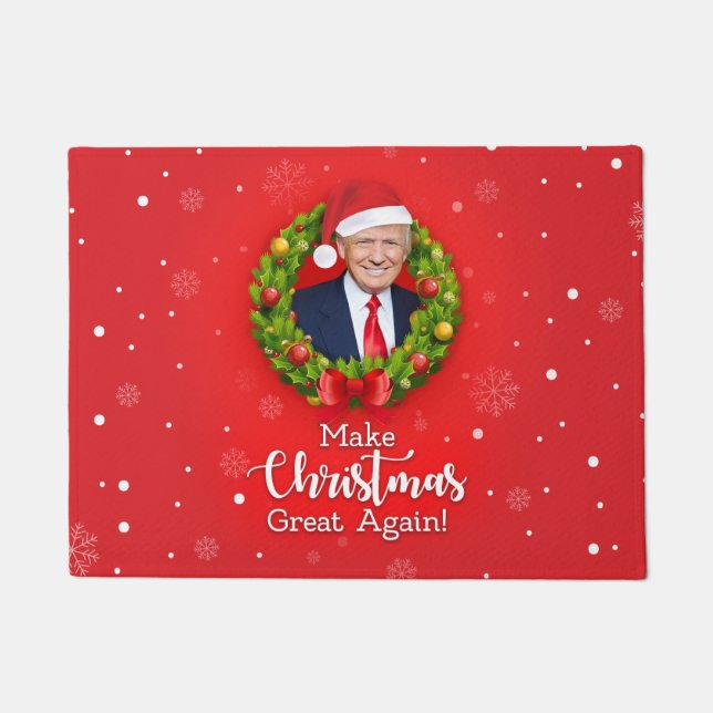 Make Christmas Great Again Trump MAGA funny gift Doormat (Front)