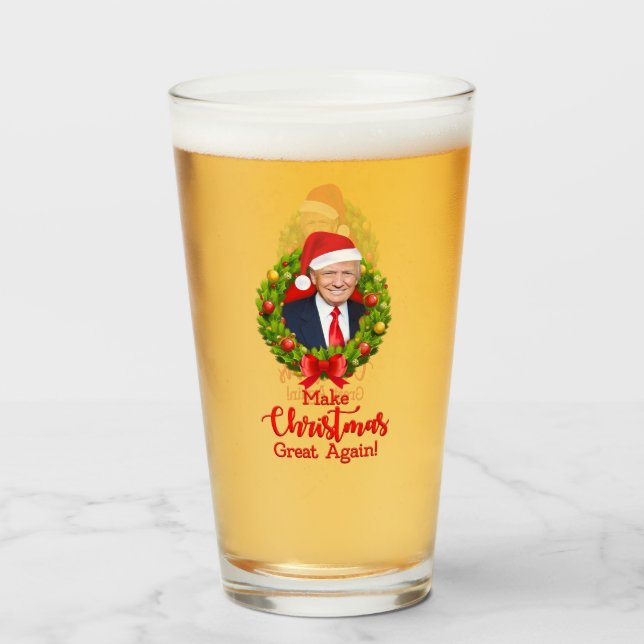Make Christmas Great Again Trump MAGA funny gift Glass (Front Filled)