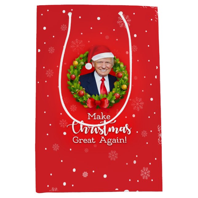 Make Christmas Great Again Trump MAGA funny gift Medium Gift Bag (Front)