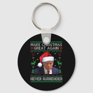 Make Christmas Great Again Trump Mug Shot Never Su Keychain