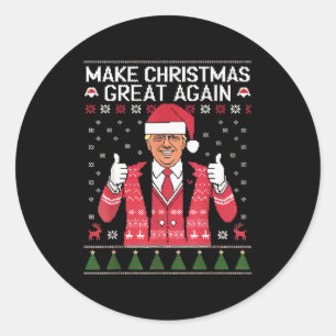 Make Christmas Great Again Trump Pajamas Ugly Classic Round Sticker