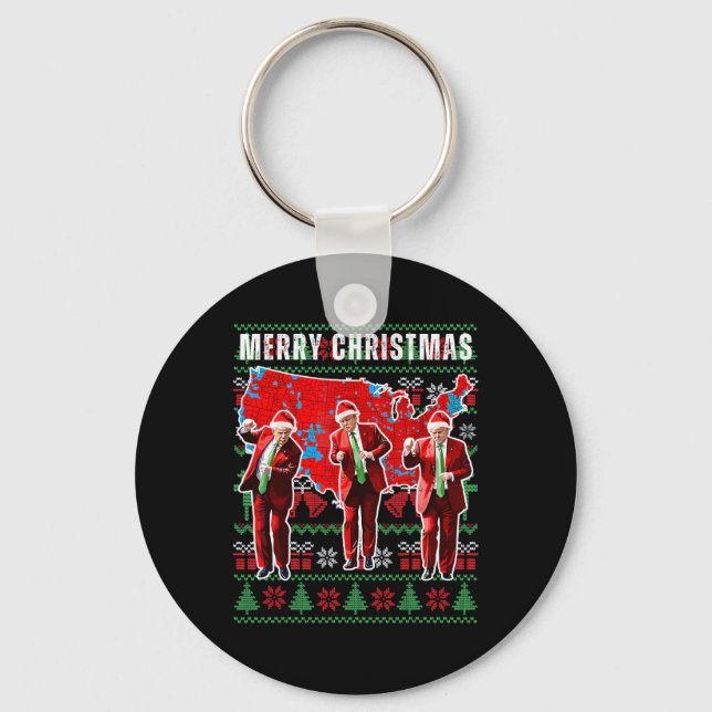Make Christmas Great Again Trump Pyjamas Ugly 1  Keychain (Front)
