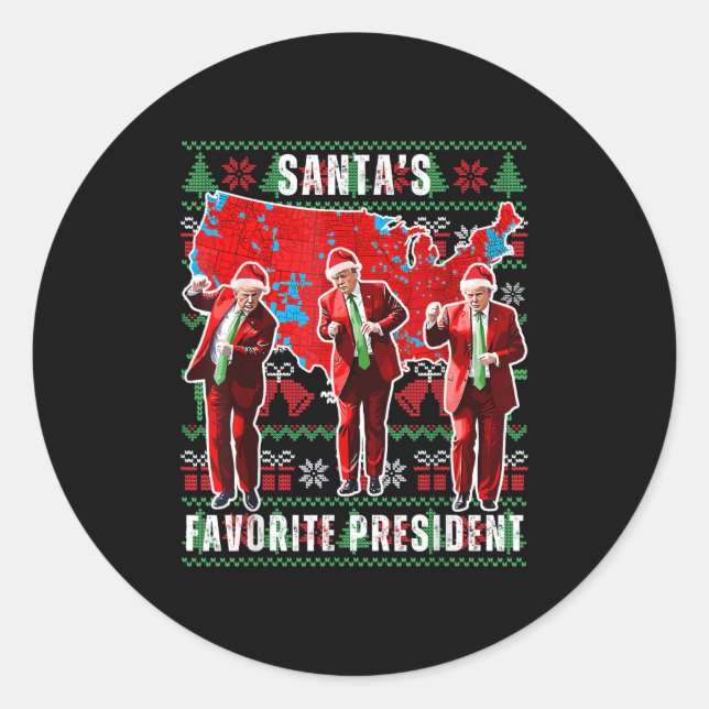 Make Christmas Great Again Trump Pyjamas Ugly _2  Classic Round Sticker (Front)