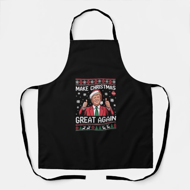 Make Christmas Great Again Trump Pyjamas Ugly Xmas Apron (Front)