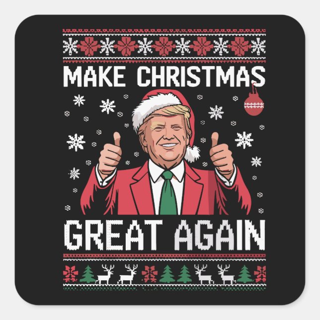 Make Christmas Great Again Trump Pyjamas Ugly Xmas Square Sticker (Front)