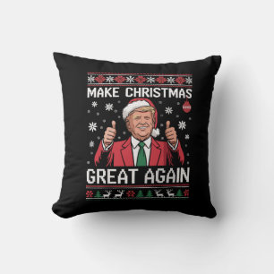 Make Christmas Great Again Trump Pyjamas Ugly Xmas Throw Pillow