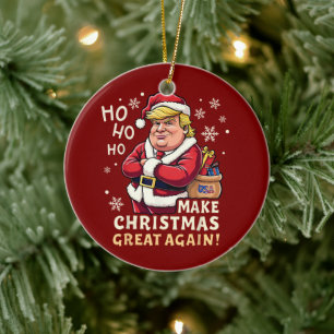 Make Christmas Great Again Trump Santa Claus Ceramic Ornament