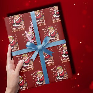 Make Christmas Great Again   Trump Santa Claus Red Wrapping Paper