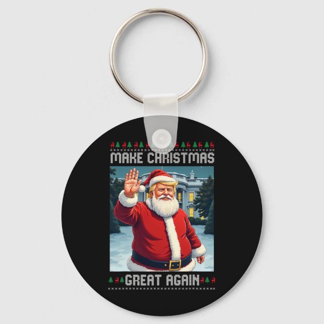 Make Christmas Great Again Trump Ugly Christmas  Keychain (Front)