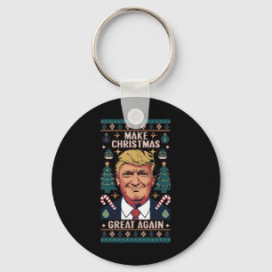 Make Christmas Great Again Trump Ugly Christmas Sw Keychain