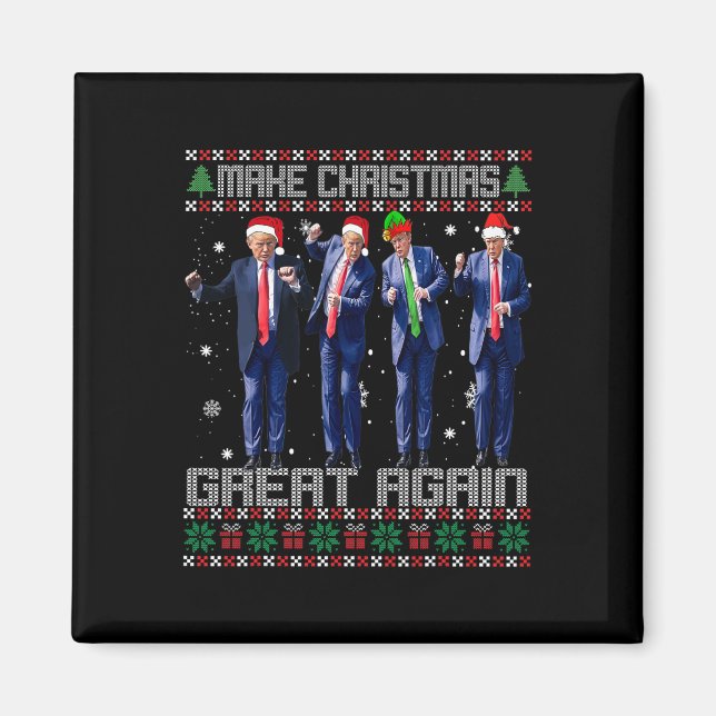 Make Christmas Great Again Ugly Sweaters Trump Dan Magnet (Front)