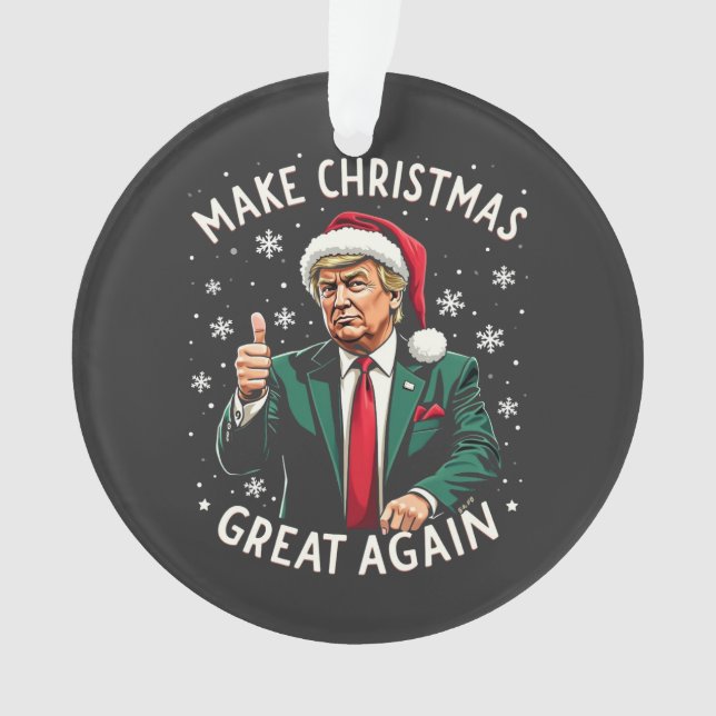 Make Christmas Great Again Ugly Xmas Sweater Trump Ornament (Front)