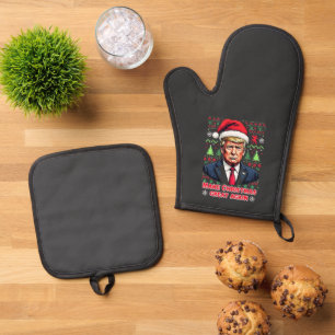 Make Christmas Great Again Ugly Xmas Sweater trump Oven Mitt & Pot Holder Set