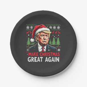 Make Christmas Great Again Ugly Xmas Sweater Trump Paper Plate