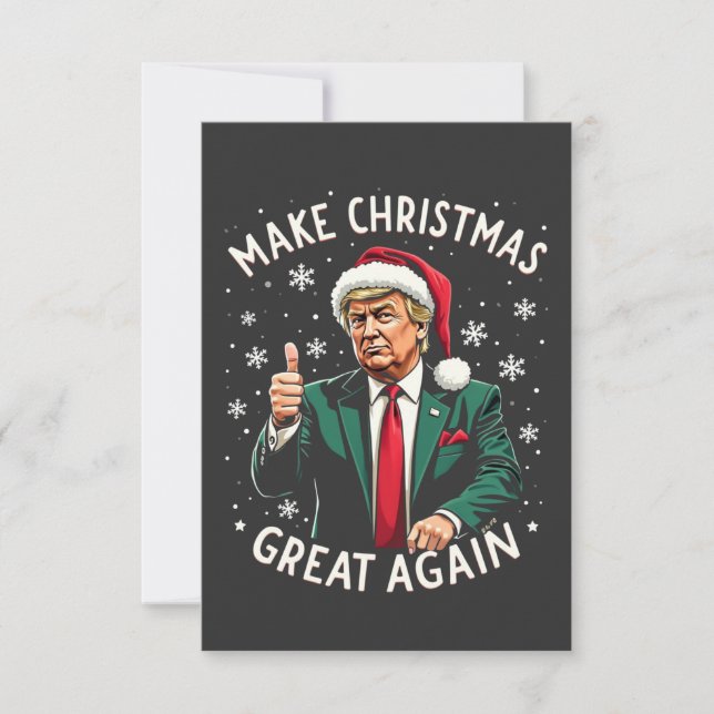 Make Christmas Great Again Ugly Xmas Sweater Trump Thank You Card (Front)