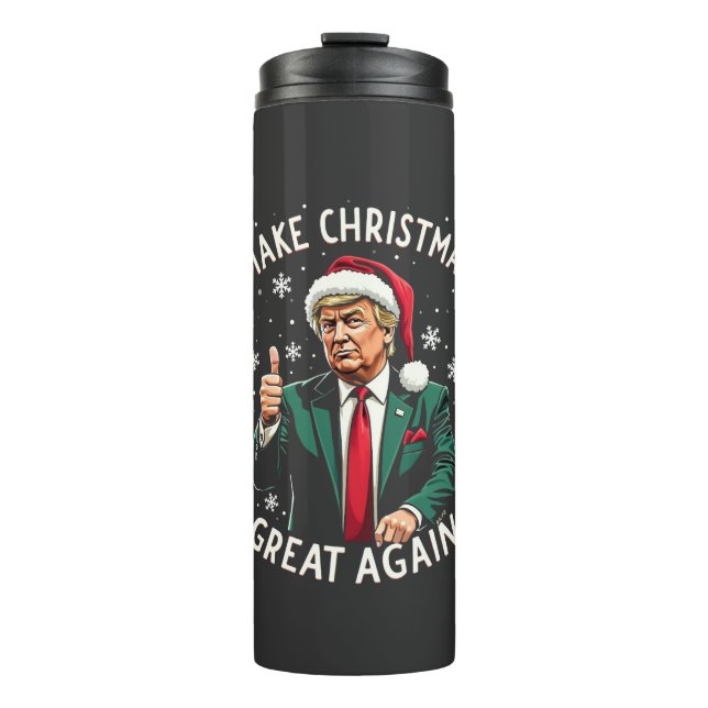 Make Christmas Great Again Ugly Xmas Sweater Trump Thermal Tumbler (Front)