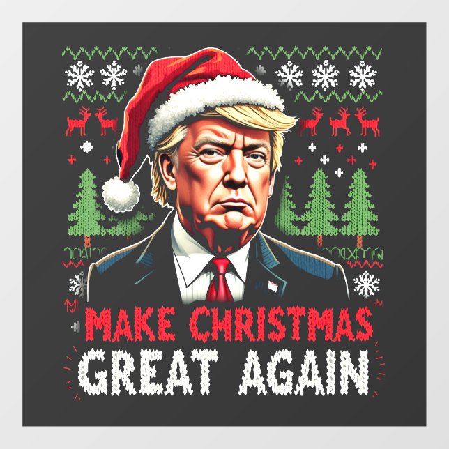 Make Christmas Great Again Ugly Xmas Sweater Trump Window Cling (Sheet)