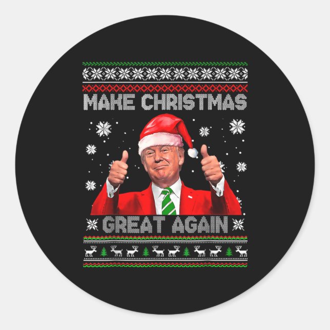 Make Christmas Great Again Xmas Funny Trump Pajama Classic Round Sticker (Front)