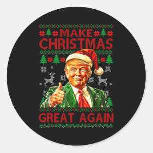 Make Christmas Great Again Xmas Funny Trump Pajama Classic Round Sticker