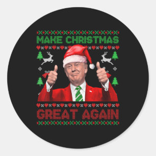 Make Christmas Great Again Xmas Funny Trump Pajama Classic Round Sticker