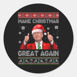 Make Christmas Great Again Xmas Funny Trump Pajama Classic Round Sticker