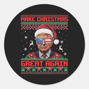 Make Christmas Great Again Xmas Funny Trump Pajama Classic Round Sticker