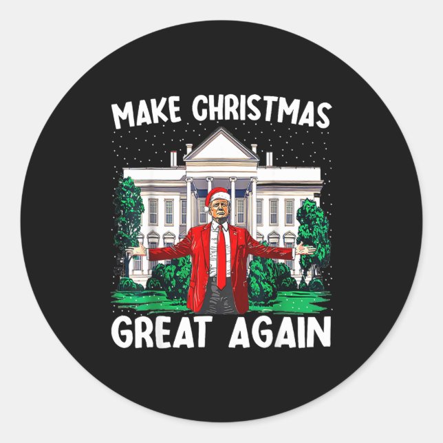 Make Christmas Great Again Xmas Funny Trump Pajama Classic Round Sticker (Front)