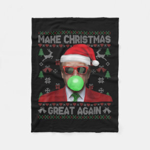Make Christmas Great Again Xmas Funny Trump Pajama Fleece Blanket