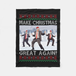 Make Christmas Great Again Xmas Funny Trump Pajama Fleece Blanket