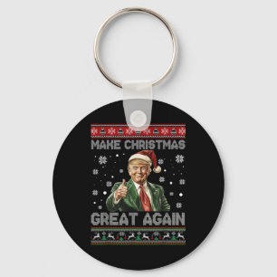 Make Christmas Great Again Xmas Funny Trump Pajama Keychain