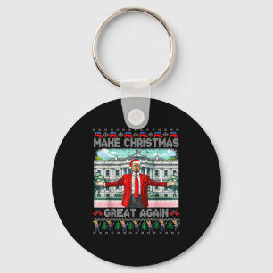 Make Christmas Great Again Xmas Funny Trump Pajama Keychain