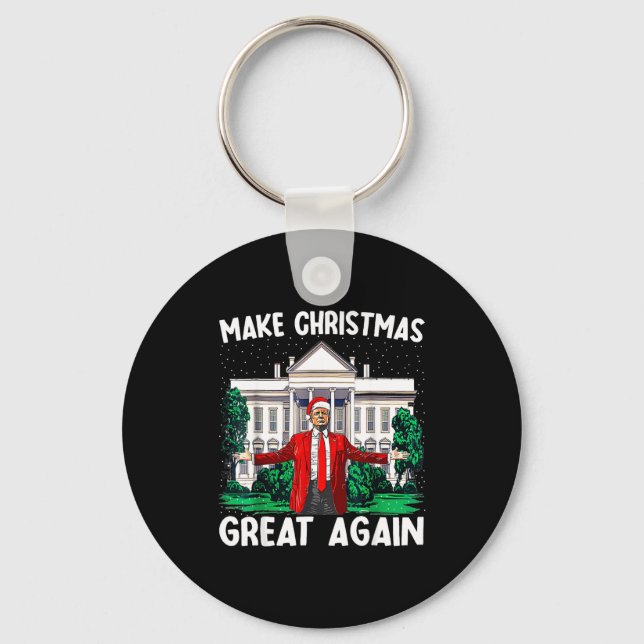 Make Christmas Great Again Xmas Funny Trump Pajama Keychain (Front)