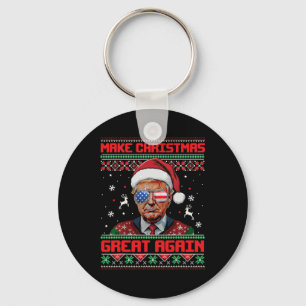 Make Christmas Great Again Xmas Funny Trump Pajama Keychain