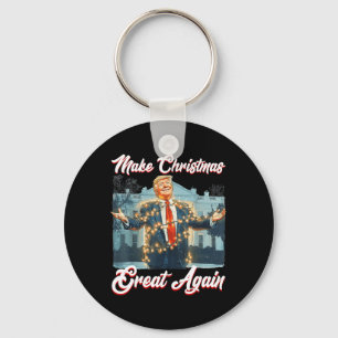 Make Christmas Great Again Xmas Funny Trump Pajama Keychain