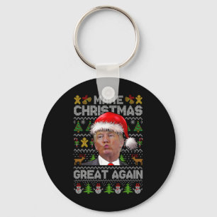 Make Christmas Great Again Xmas Funny Trump Pajama Keychain