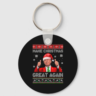 Make Christmas Great Again Xmas Funny Trump Pajama Keychain